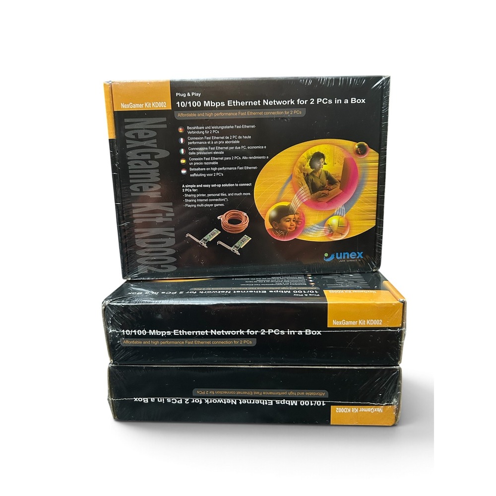 Vintage Unex NexGamer Kit KD002 10/100 Ethernet Network 2 PCs Sealed Retro PC